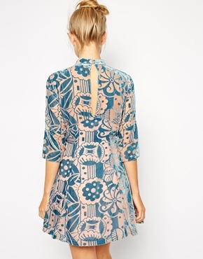 ASOS Skater Dress in Premium Velvet Burn Out
