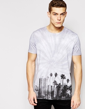 ASOS T-shirt with Tie Dye Hem Print and Skater Fit