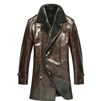 Atlanta Mens Brown Shearling Pea Coat