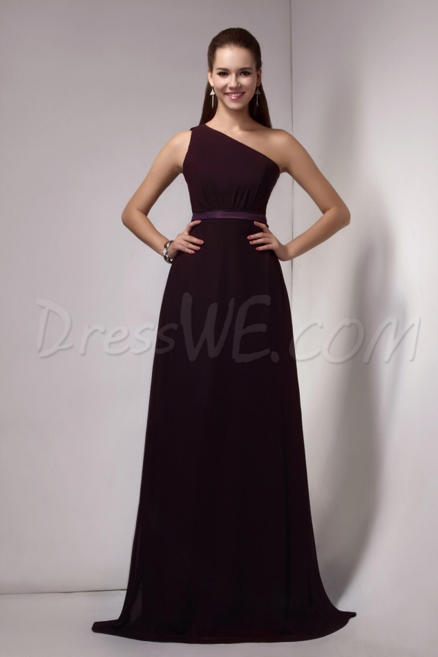 Attractive A-Line Draped One-Shoulder Floor-length Sandra's Bridesmaid Dress