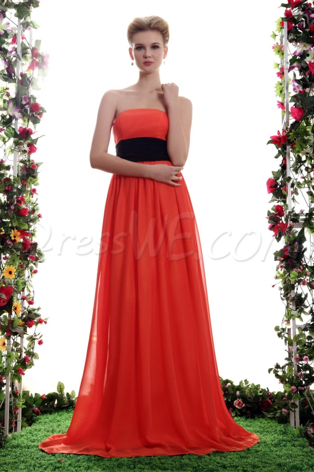 Attractive A-Line Sashes/Ribbons Empire Waist Strapless Neckline Floor-length Yana's Bridesmaid Dres