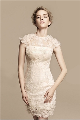 Attractive Lace Bowknot Sheath/Column Scoop Neckline  - Image 2