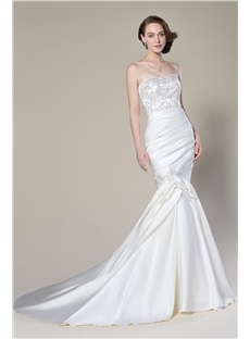 Attractive Sweetheart Trumpet Pleats Floor-Length Wedding  - Image 2