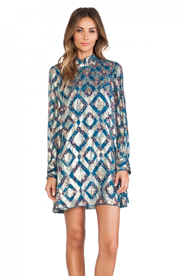 AZTEC FOULARD PRINT MINI DRESS