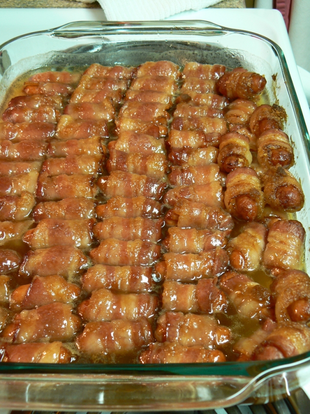 Bacon Wrapped Smokies with Brown Sugar and Butter