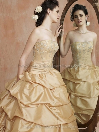 Ball Gown Strapless Taffeta Floor-length Appliques Quinceanera Dresses