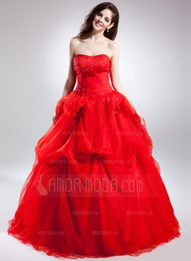Ball-Gown Sweetheart Chapel Train Organza Satin Quinceanera Dress With Ruffle Beading Flower