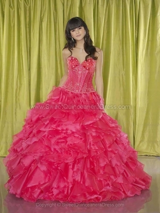 Ball Gown Sweetheart Organza Floor-length Tiered Quinceanera Dresses