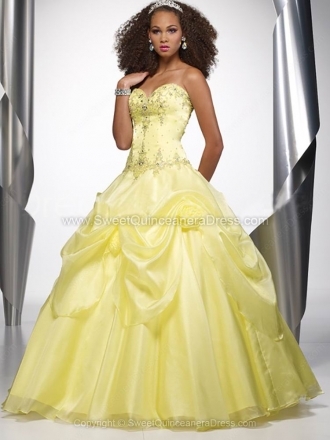 Ball Gown Sweetheart Organza Satin Floor-length Beading Quinceanera Dresses