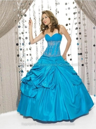 Ball Gown Sweetheart Taffeta Floor-length Appliques Quinceanera Dresses
