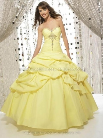 Ball Gown Sweetheart Taffeta Floor-length Pick-Ups Quinceanera Dresses