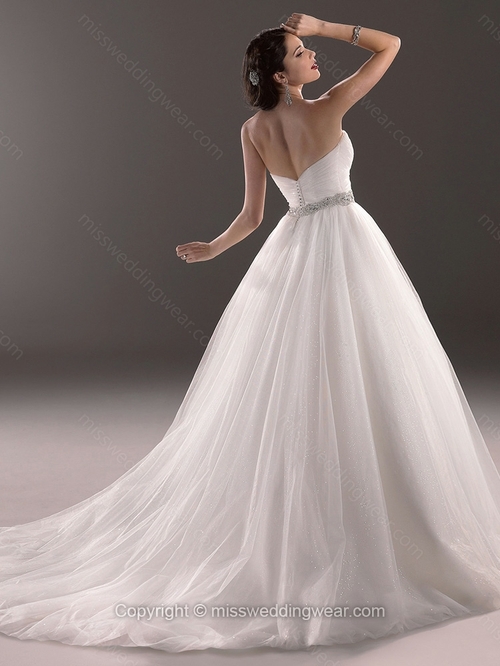 Ball Gown Sweetheart Tulle Court Train Sequins Wedding Dresses - Image 2