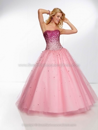 Ball Gown Sweetheart Tulle Floor-length Rhinestone Quinceanera Dresses