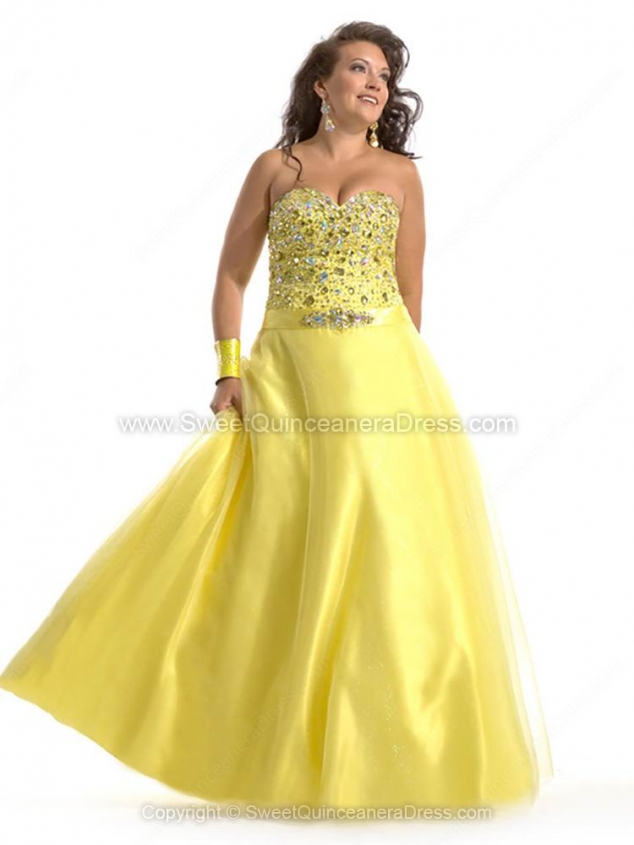 Ball Gown Sweetheart Tulle Satin Floor-length Rhinestone Quinceanera Dresses