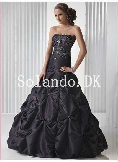 Ball kjole Empire Waist Embroidery Ruched Gulvlang Gallakjoler