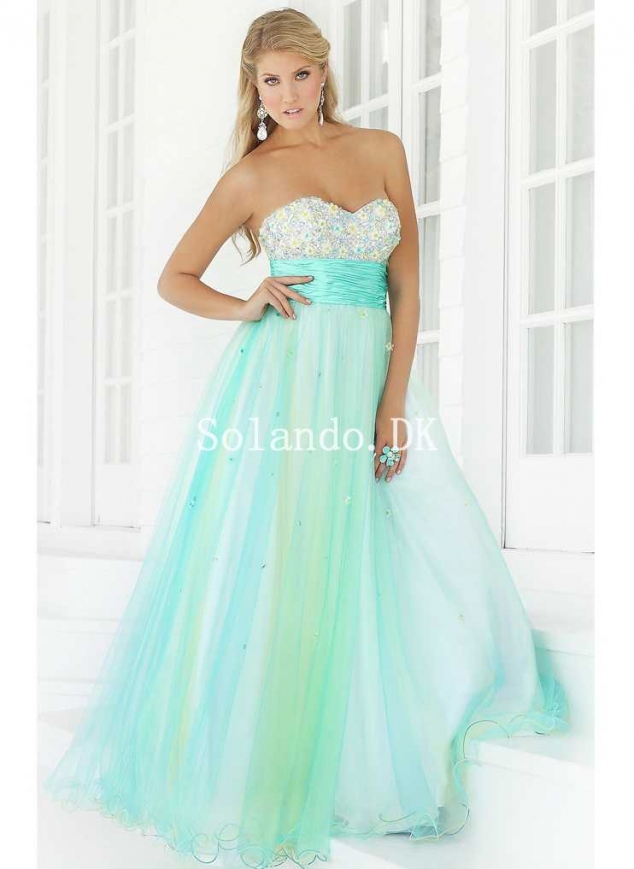 Ball kjole Sweetheart Halsudskæring Ramme Ombre Organza Gallakjoler