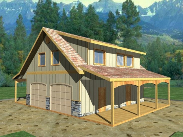 Barn inspired 4 car garage with apartment above