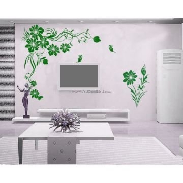Beautiful Branches Flower And Butterfly Wall Decals