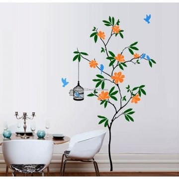 Beautiful Flower And Birds Wall Decals