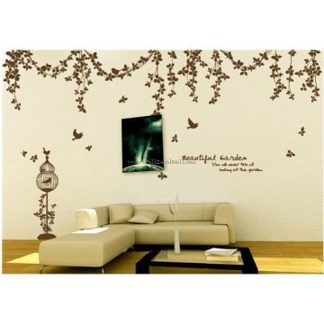 Beautiful Garden Vine Birds and Butterfly Wall Decals
