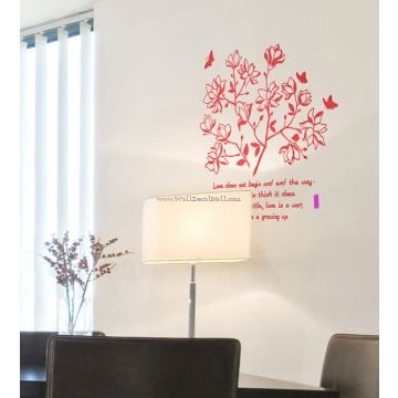 Beautiful Magnolia Flower And Butterfly Wall Decals