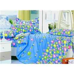 Beauty Blue 4 Piece Colorful Starry Sky Print Bedding Sets with Cotton 