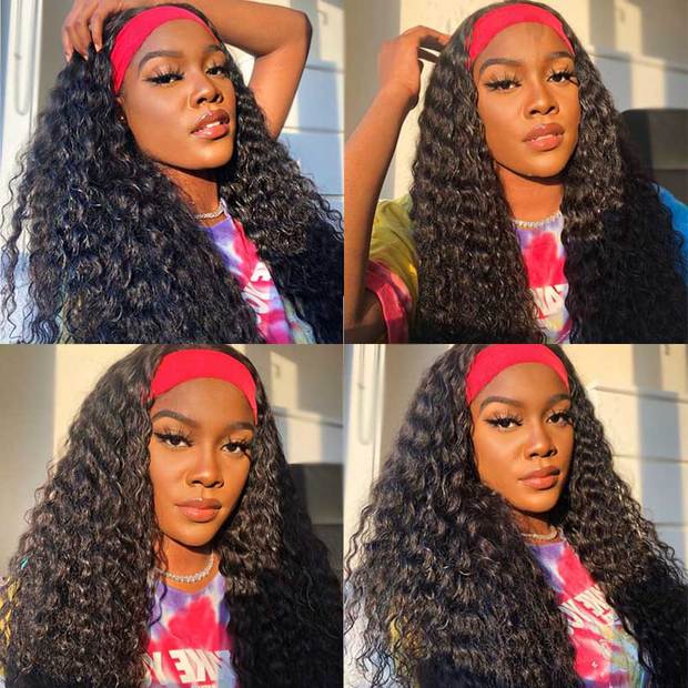 Best Headband Wigs Human Hair Curly/Wavy/Straight Hair-AshimaryHair 