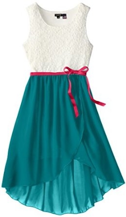 Big Girls' Lace and Chiffon Dress with Tulip Skirt