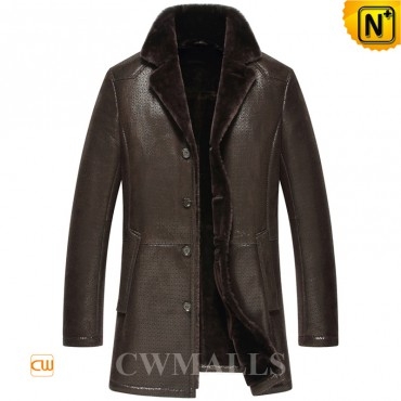 Bismarck Brown Embossed Shearling Coat CW858349