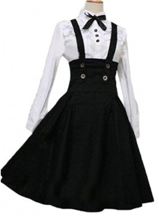 Black and White Cotton Lolita Dress for Sale