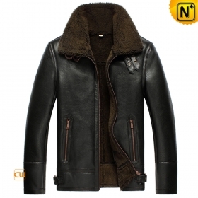 Black B-3 Sheepskin Leather Bomber Jacket CW856135