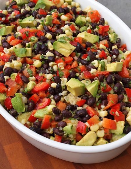 Black Bean Salad with Corn, Red Peppers, Avocado & Lime-Cilantro Vinaigrette