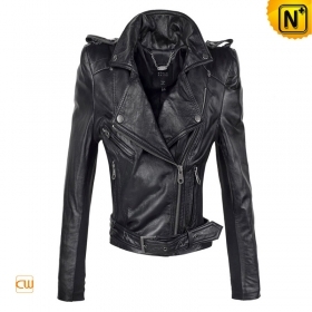 Black Cropped Leather Jackets CW618101 - cwmalls.com