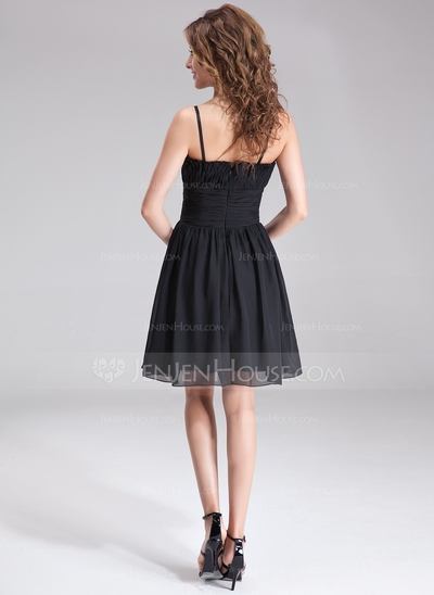 Black Knee-Length Chiffon Homecoming Dress - Image 3