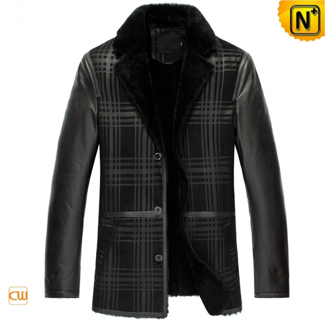 Black Leather Sheepskin Winter Coat CW852278