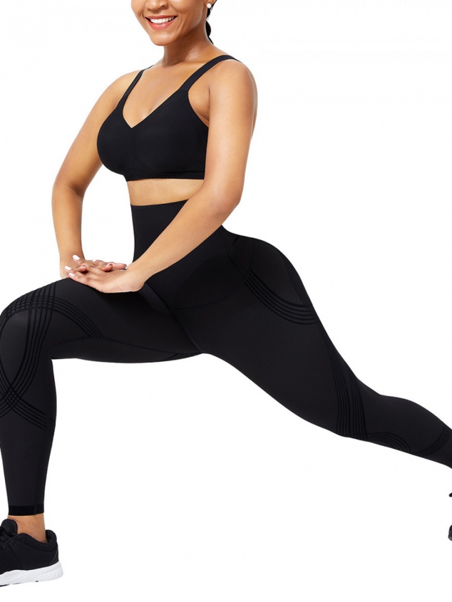  Black Seamless High Waist 3D Print Legging Natural Shaping - Image 2