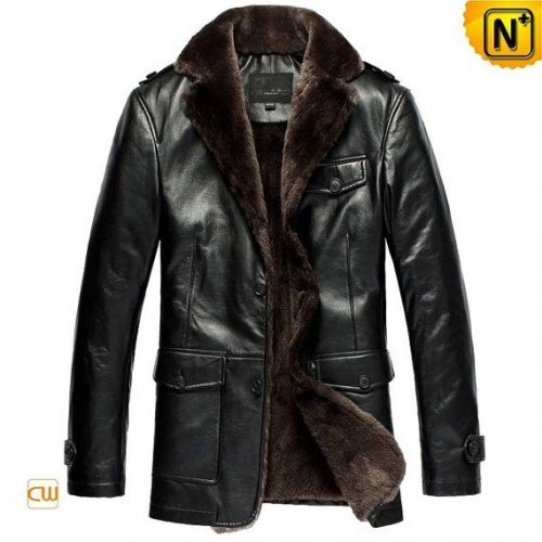Black Shearling Sheepskin Jacket Coat CW833337