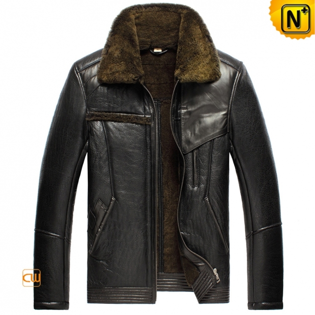 Black Sheepskin Parka for Men CW856112