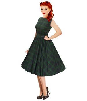 Black Watch Tartan Vintage Style Swing Dress