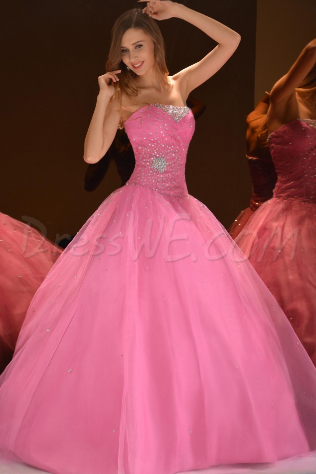 Brilliant Ball Gown Strapless Floor-Length Beading Quinceaner Dress