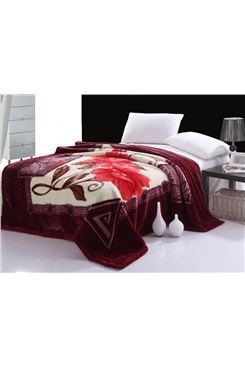 Brilliant Red Flowers Raschel Blanket 