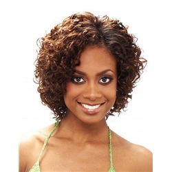 Brown100% Human Remy Hair Medium Curly Lace Wig about 12 Inches 