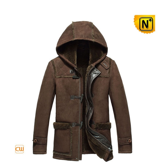 Brown Sheepskin Jacket with Hood CW877398