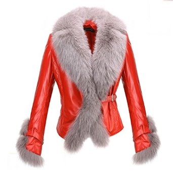 Bucharest Womens Fox Fur Leather Jacket CWMALLS