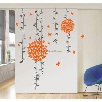 Butterfly Ball Flower Wall Decals