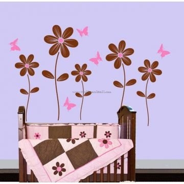 Butterfly Flying Around Flower Wall Decals