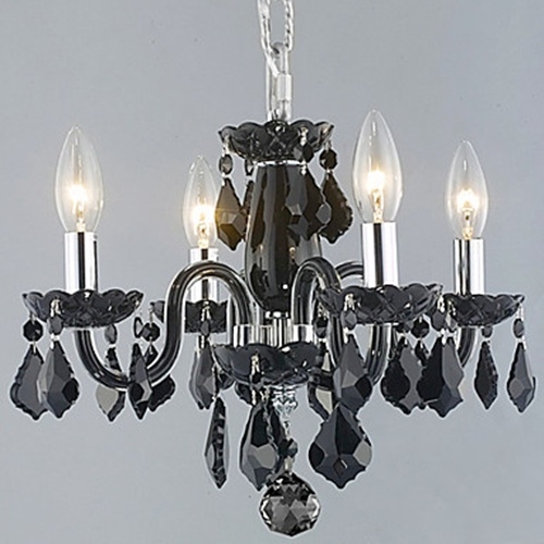 Candle Featured Crystal Chandeliers in Black - 4 Lights