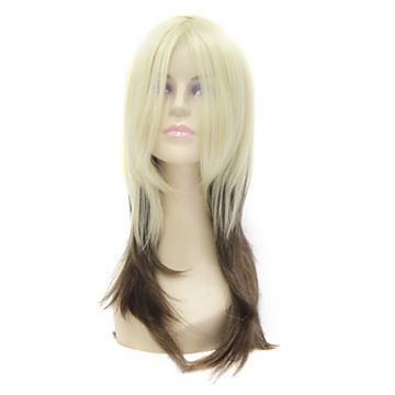 Capless Medium Long Mixed Color Synthetic Hair Wig