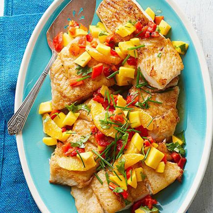 Caribbean White Fish with Mango-Orange Relish