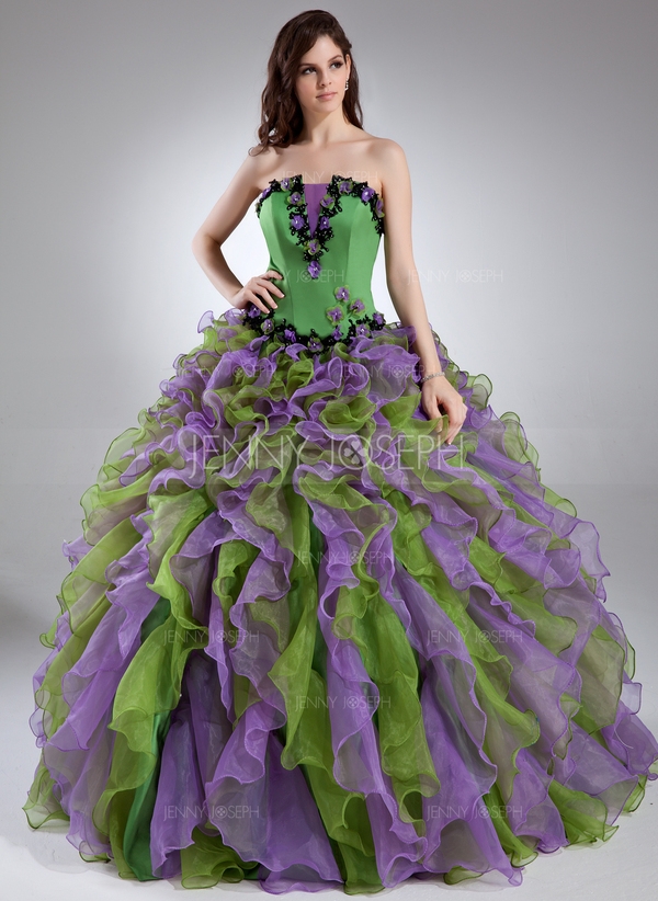 Chá comprimento Organza de Cetim Vestido quinceanera com Renda Bordado fecho de correr Babados em ca